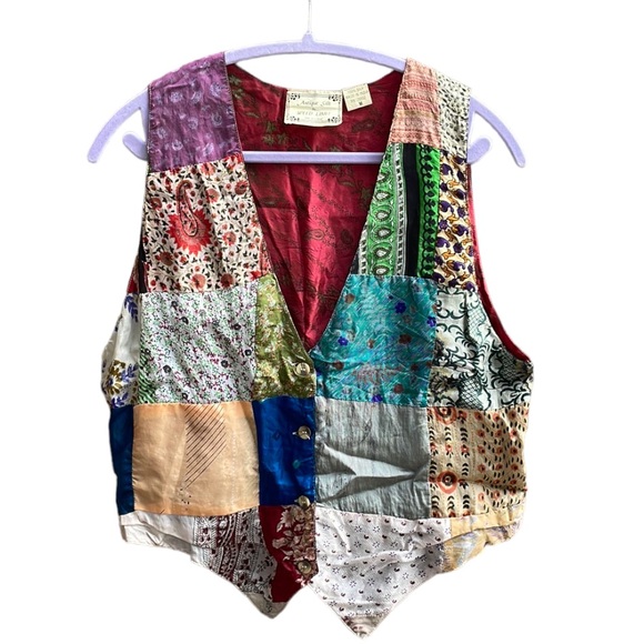 Vintage Silk Patchwork Indian Vest - Picture 2 of 7